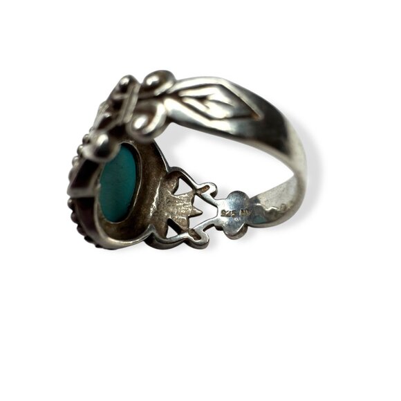 Vintage Avon Sterling Silver Ring Faux Turquoise Size 8.5 - Picture 6 of 8